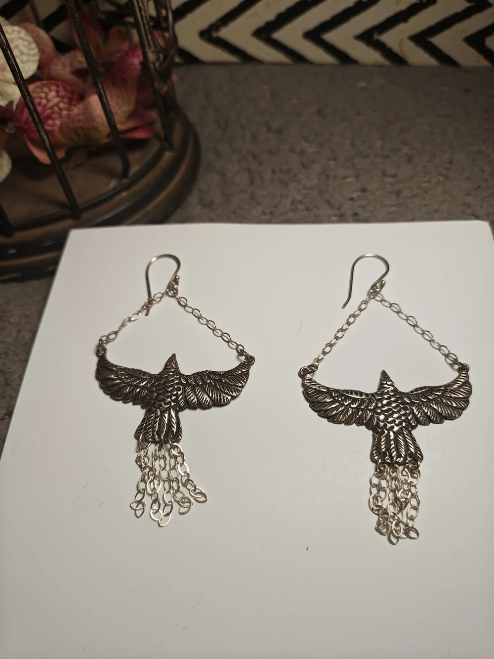 Silver Eagle Wing Dangle Earrings - Women Jewelry